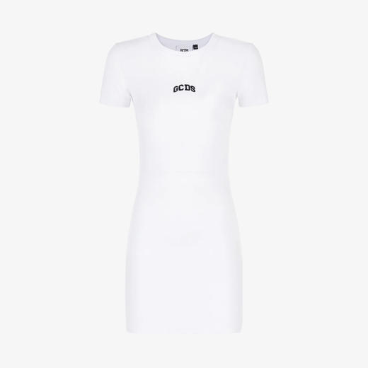 GCDS 女士字母徽标休闲迷你短袖连衣裙 白色 A1CW1005JA210 商品图0