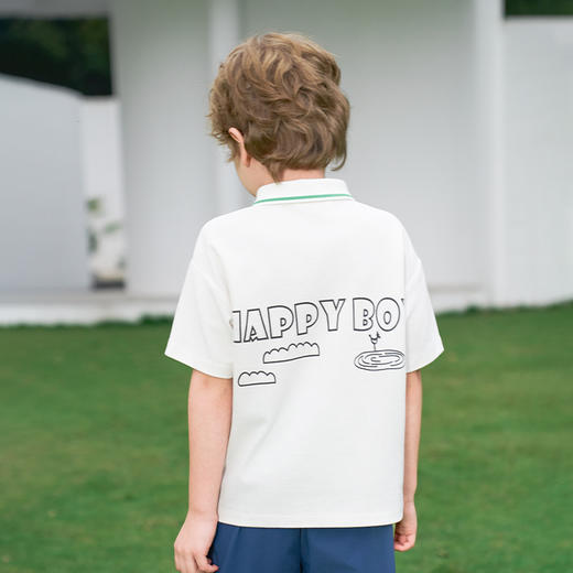 【凉感】mettekids男童短袖t恤2024夏新款儿童白色大童透气Polo衫 商品图4