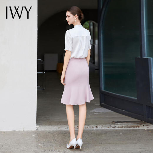 IWY/夏季新品短袖衬衫鱼尾裙时尚正装两件套套装裙轻奢时尚高级感B512+S2003 商品图4
