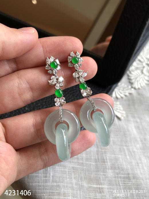 新品玻璃种双环耳坠【4231406】具体价格微信咨询 商品图7