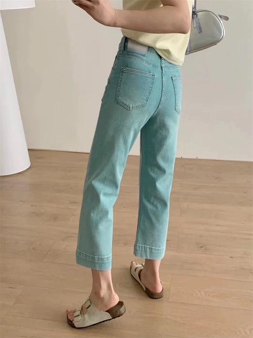 老米优品/🎈好特别~~炒鸡显白！《复古翡翠绿水洗染色 牛仔法棍九分裤》显瘦显腿直！  K240625A 商品图2