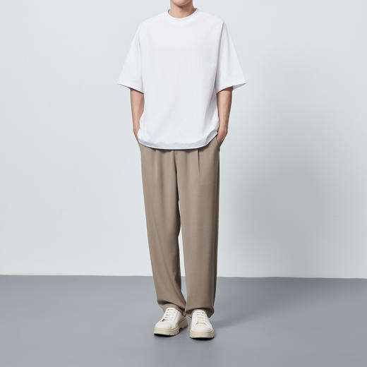 墨麦客男装重磅纯色圆领短袖t恤男士2024夏季新款美式休闲上衣男 商品图3