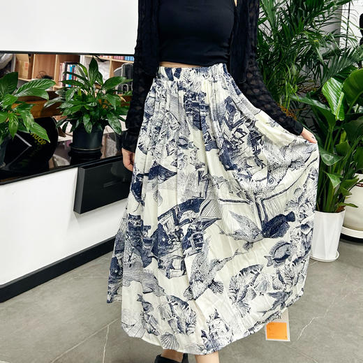 🌳【南油高定客供】D*or同款水墨工艺半身裙“❤️吸湿凉爽透气，自在无拘束🌈 商品图3