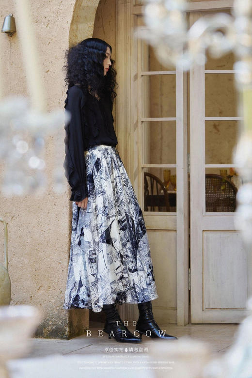 🌳【南油高定客供】D*or同款水墨工艺半身裙“❤️吸湿凉爽透气，自在无拘束🌈 商品图1