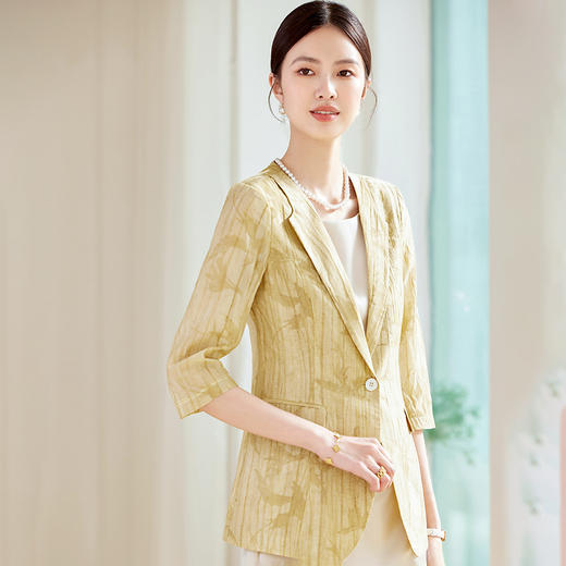 雀说天丝西装外套女薄款七分袖上衣韩版修身高级感气质休闲小西服AL24925 商品图2