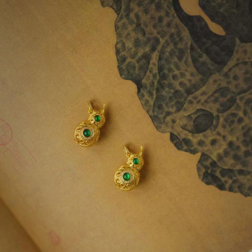 龢盒原创 18k金镶冰绿翡翠葫芦香囊吊坠 商品图0