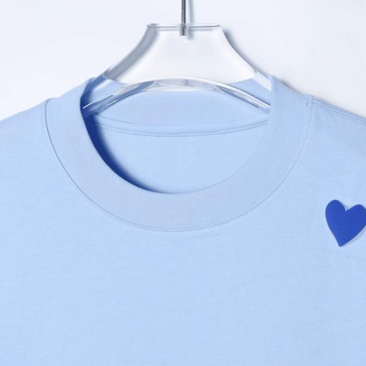 T1277潮流夏季新款纯色爱心拼接男女同款上衣百搭短袖潮流宽松T恤 商品图3