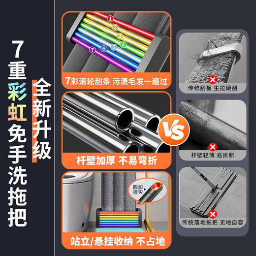 佳帮手  平板拖把  扫除道二代彩虹塑板免手洗平拖40-灰橙2布JBS-PBTB-CHJ140-GOG2P 商品图0