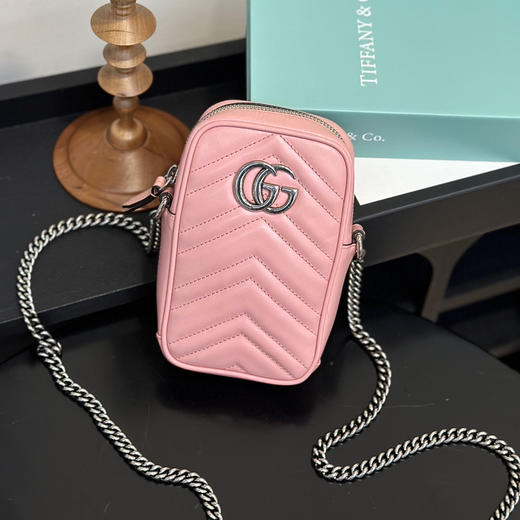 Gucci 双g 马蒙 粉色 牛皮 mini 手机包 商品图3
