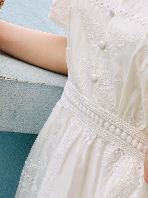 【百图lulu定制】【月桂连衣裙】月桂刺绣  天丝光泽感 短袖连衣裙 商品图7