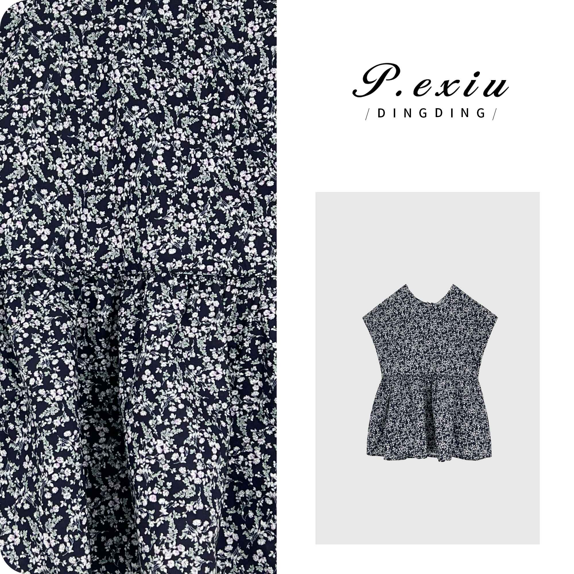 03-5潘依绣丁丁宠粉PanYiXiu/潘依绣100%棉甜美小碎花后系带设计感短袖衬衫 SH1231