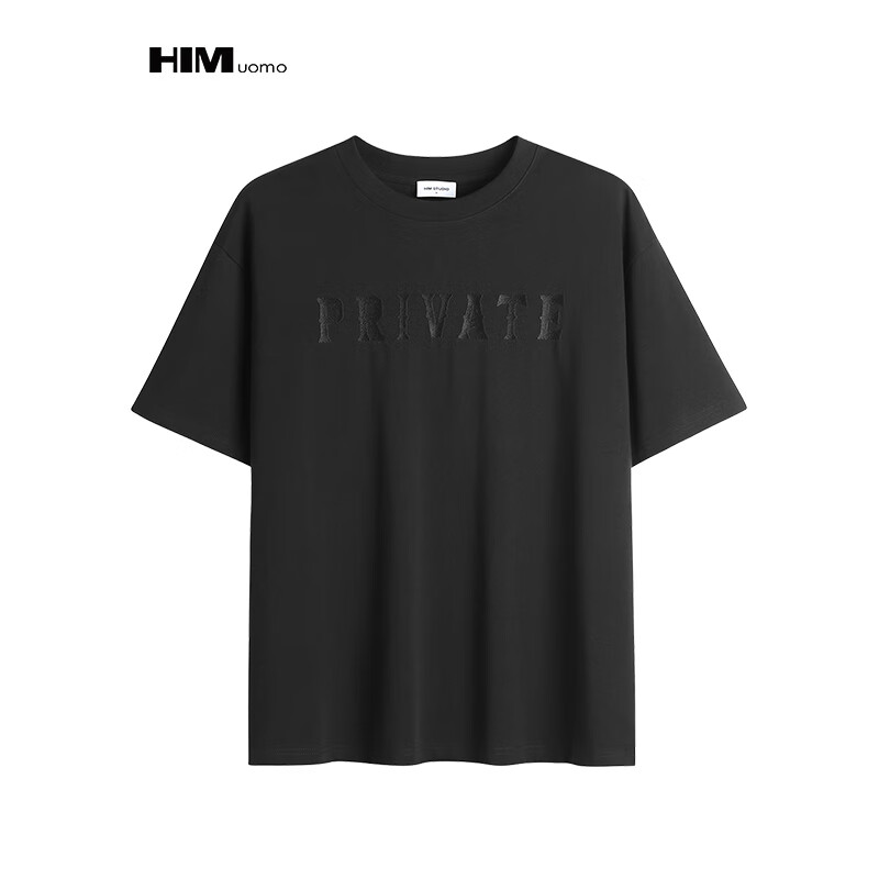 HIM漢崇  时尚潮流短袖T恤简约字母刺绣宽松休闲上衣男 2026夏季