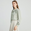 EITIE爱特爱清新浅绿立领飘带复古直筒百搭衫上衣秋新款C2413416 商品缩略图1