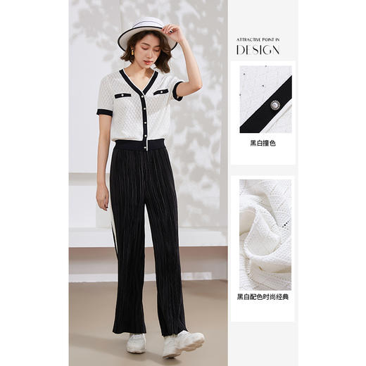 乔万尼针织衫女新款夏短袖小香风撞色设计EM2M890 商品图3