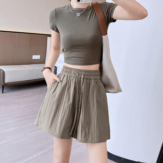 【浅绿冰丝山本短裤外穿】夏季新款 高腰阔腿中裤 宽松休闲五分裤 轻薄透气 商品图13