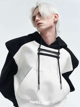 TIWILLTANG启世录“桎回”短款宽肩休闲撞色帽衫七夕情侣连帽卫衣