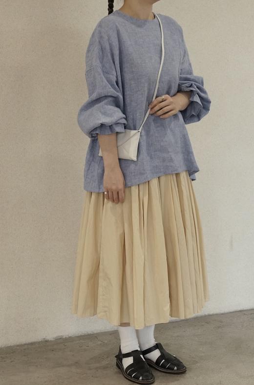 apuntob ​褶皱米黄色棉质半身裙 商品图8