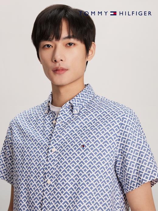 【特价商品不退不换】TOMMY 短袖衬衫男  MW35238-0GY 蓝白格纹. 商品图3