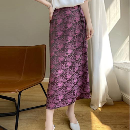 新中式复古开叉一步裙女夏季2023新款包臀半身裙显瘦气质中长裙子_HLY 商品图2