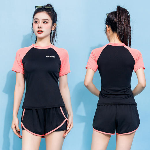 【FASHION，灵动活力少女~】分体泳衣女 爆款运动显瘦遮肚 时尚收腰显瘦裙式泳装 平角游泳衣套装-QQ 商品图11