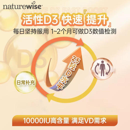 【2瓶/258，3瓶/357】Naturewise 维生素D3 10000IU维他命软胶囊180粒 WH 商品图2