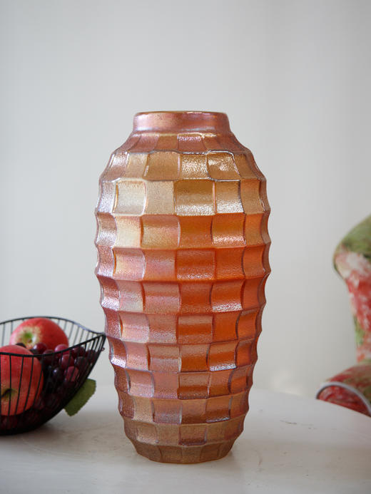 黄金色格纹花瓶 商品图0