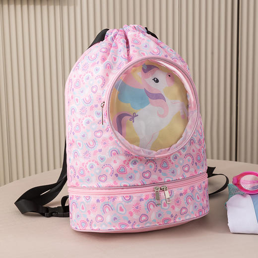 【一带两用！是束带也是背带】干湿分离游泳包健身包旅行便携洗浴包大容量双肩包泳具收纳袋，透明太空舱，随手放置小物件。ry 商品图4