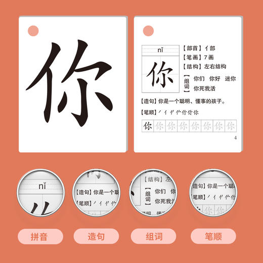 幼小衔接必备识字卡：基础识字300字 3-6岁幼儿童识字卡早教卡 商品图3