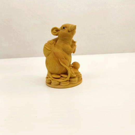 铜钱布袋鼠°黄杨木摆件 商品图0