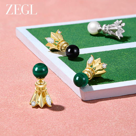 ZEGL设计师运动系列羽毛耳环女2024新款爆款黑玛瑙耳钉独特耳饰品 商品图1