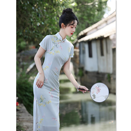 弹力网纱年轻少女款，复古国风旗袍SYK396020 商品图3