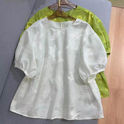 DNO新中式国风真丝剪花上衣轻奢高档女装夏季新款宽松透气高级感T恤 商品图4
