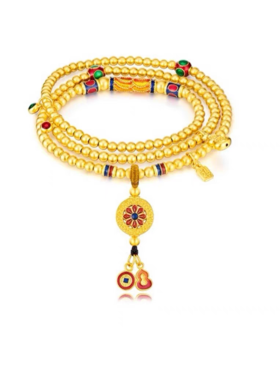 【计价黄金】2楼六福珠宝福满传家古法黄金项链珐琅手链，克重约38克左右