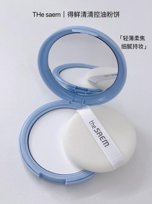 【一般贸易带中文标签】韩国theSAEM得鲜清清控油粉饼持久定妆哑光雾面12g 商品图0