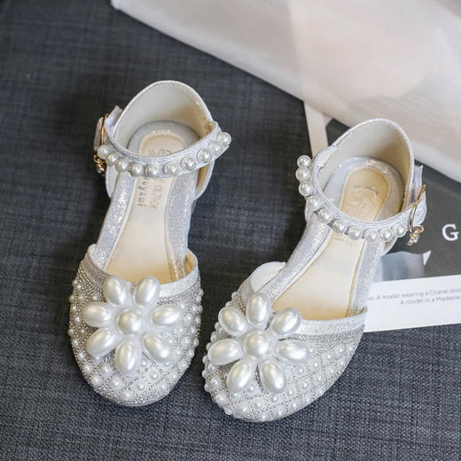 【防撞鞋头，舒适内里】女童公主包头凉鞋 2024夏季新款 时尚珍珠水钻儿童表演-QQ 商品图5