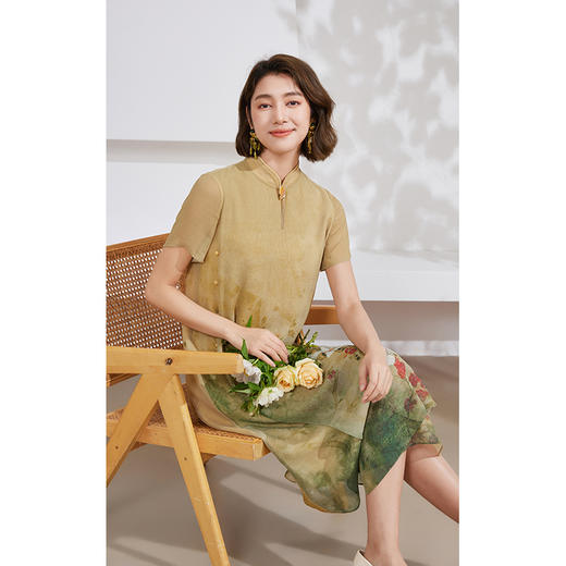 乔万尼真丝连衣裙100%桑蚕丝新中式国风设计EM2E778 商品图1