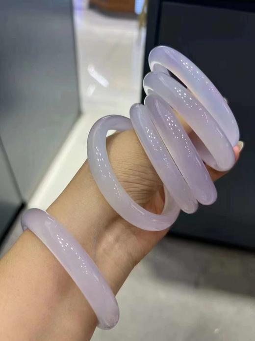 芋泥啵啵镯子 白月光玉髓手镯 玛瑙圆条白月光  紫罗兰手镯少女 商品图7