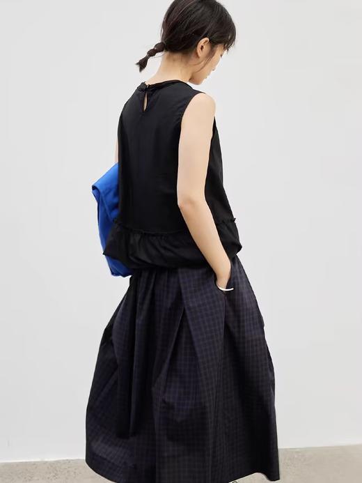 步履不停/4B11186C/夏季圆领白色棉麻花苞无袖砍袖上衣 商品图2