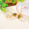 S925纯银镀金和田玉碧玉玉兰花水滴耳坠CW 商品缩略图2