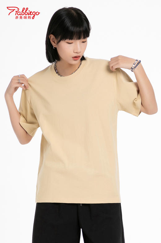 赤兔嗨购精梳长绒棉T恤宽松休闲男女同款24年新品正肩短袖 商品图9