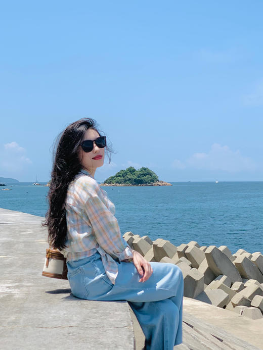 【百图lulu】【清凉格子】绿 咖格子 长袖衬衫 轻薄防晒衫 商品图4