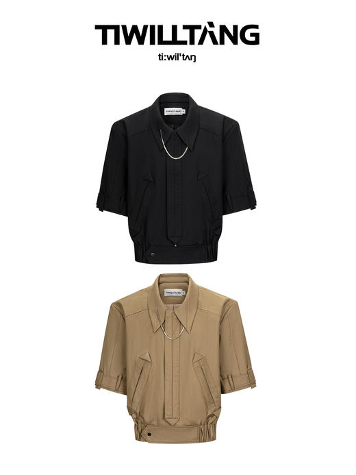 TIWILLTANG启世录ANEW 时装原创三角折边宽肩夹克 brown/black 商品图3