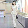 IWY/米白无袖西装上衣夏季新款小众设计感下摆开叉工作服C13522+P23522 商品缩略图0