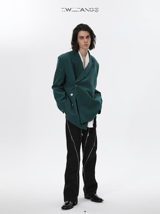 TIWILLTANG启世录ANEW 时装原创先锋3/4门襟浪漫垂感西装 商品图3