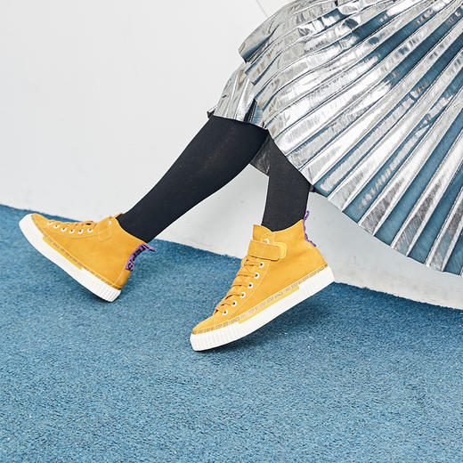 ISTEP高帮反毛皮休闲鞋免系鞋带休闲鞋 商品图6