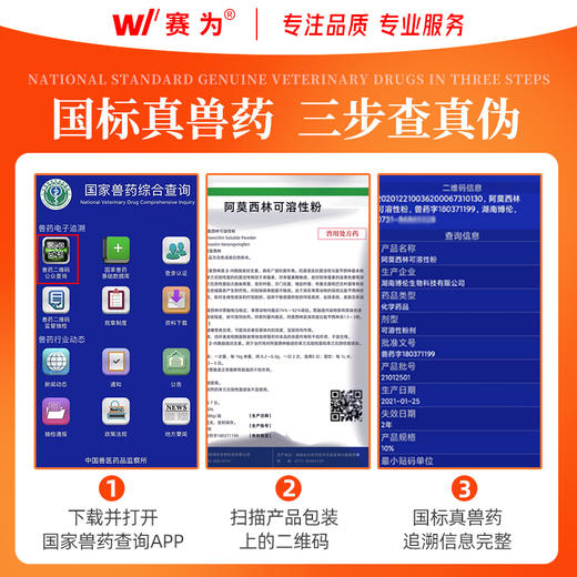 【禽用】赛为兽药阿莫西林兽用正品可溶性粉鸡咳嗽药鸭猪鸡药感冒拉稀消炎 商品图1