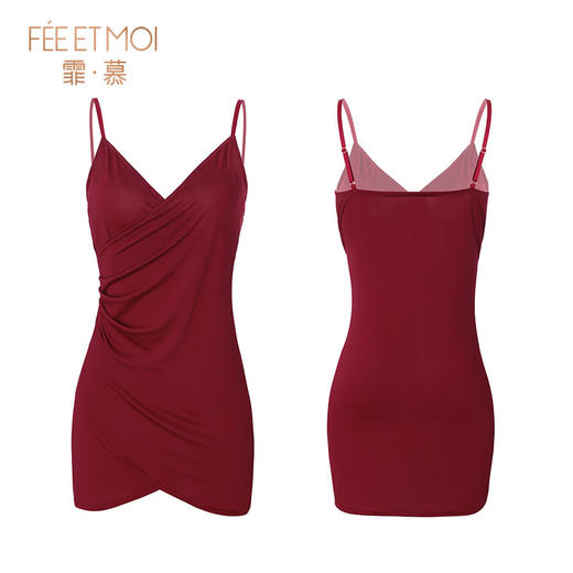 【霏慕】V领吊带双层交叠连衣裙7814情趣内衣性感露沟包臀睡衣 商品图4