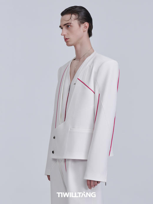 TIWILLTANG启世录“绅缦”无领开衫拉链解构呢西装秋季高级感西服 商品图1