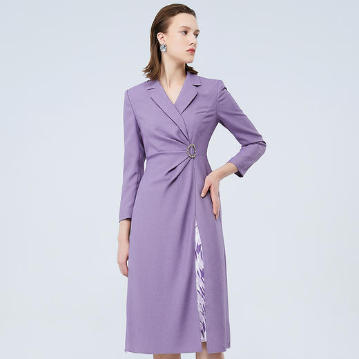 EITIE爱特爱秋季新款气质时尚收腰裙摆拼接连衣裙7507219 商品图3