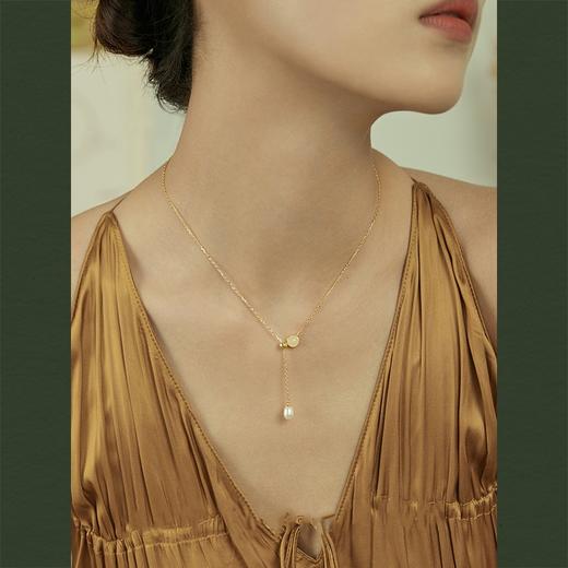 Oflye潮流饰品  新中式淡水珍珠可调节设计玉髓珍珠吊坠纯银项链女新款小众轻奢高级感锁骨链 商品图0